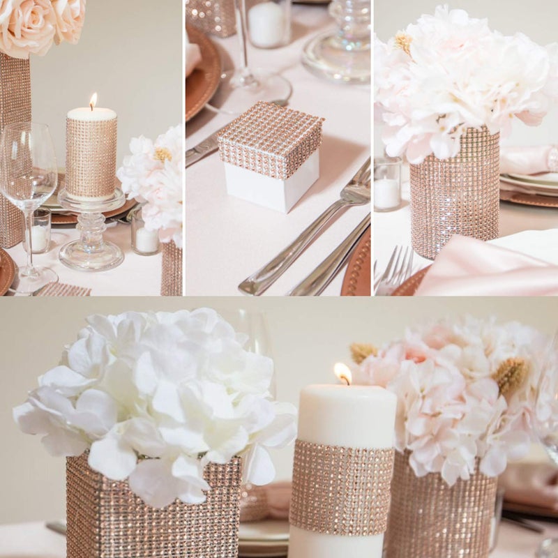 BTSD-home 20Yards Rhinestone Diamond Ribbon Roll for Wedding Cakes, Birthday Decorations, Baby Shower Events, Arts and Crafts Projects 2 Rolls (Champagne) - Image 4